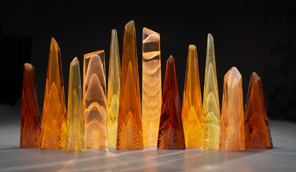 Alex Bernstein Amber Mix Glass Art