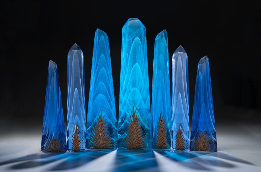 Alex Bernstein Blue Fade Glass Art