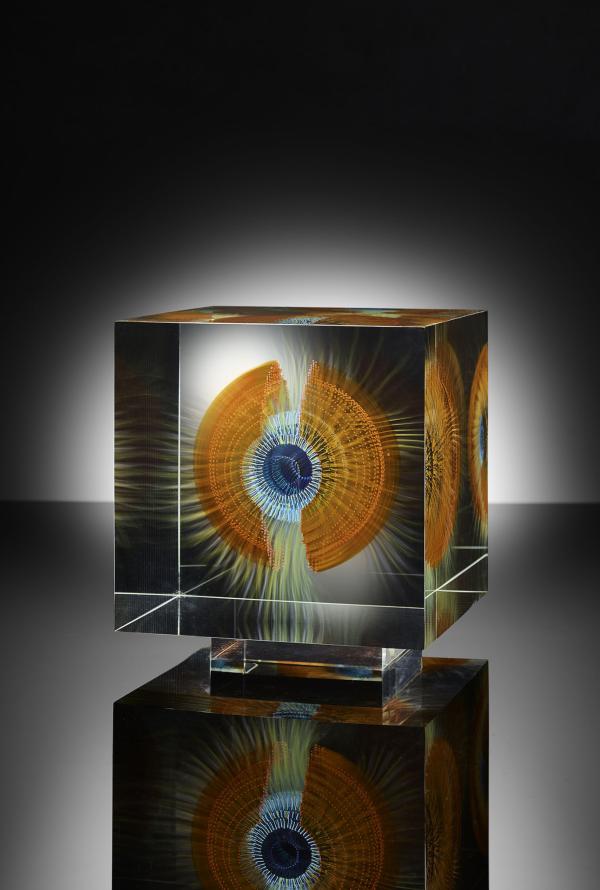 Wilfriend Grootens Glass Art Orange Red Anemone 2025